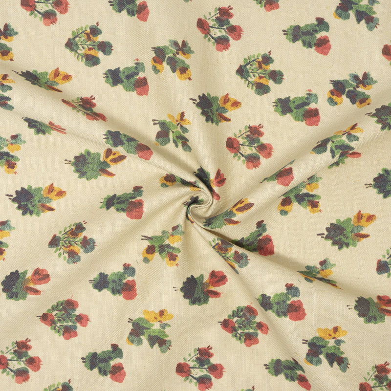 55% lin / 45% coton Waverly, tissu d'ameublement, coupé par cour, lin cache