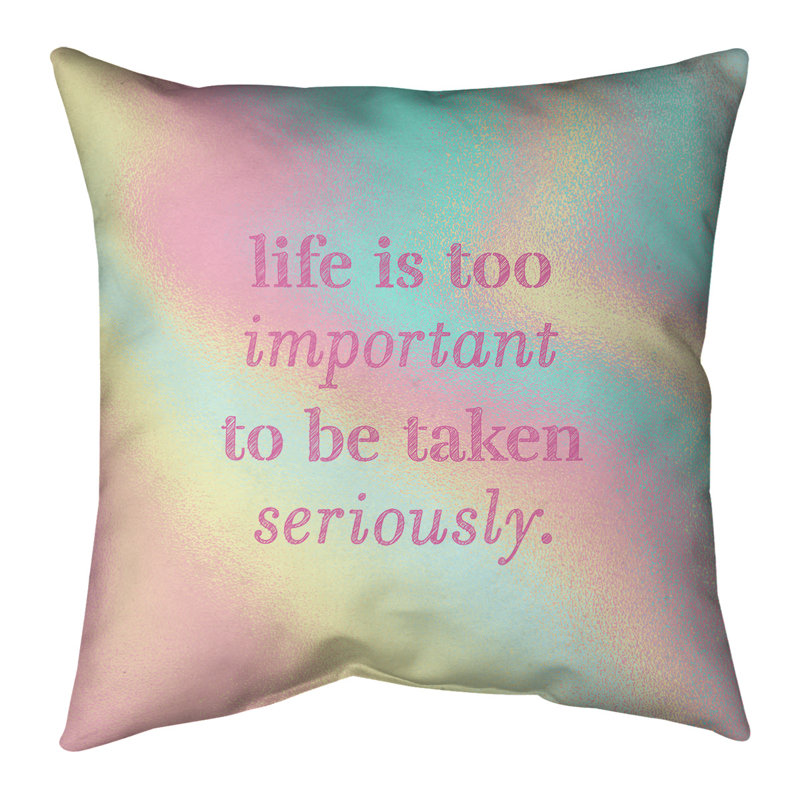 Housse de coussin Handwritten Life & Levity, 18 po x 18 po, Arc-en-ciel pastel, Polyester/ Bourre en polyester