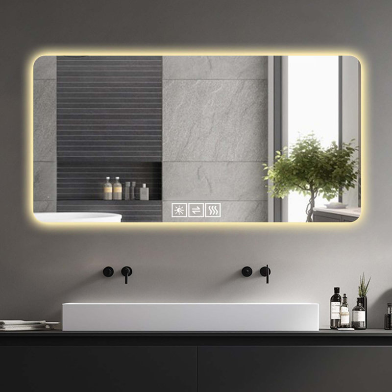 Miroir de salle de bain à DEL avec fonction désembuage, 27,55 po x 59,05 po