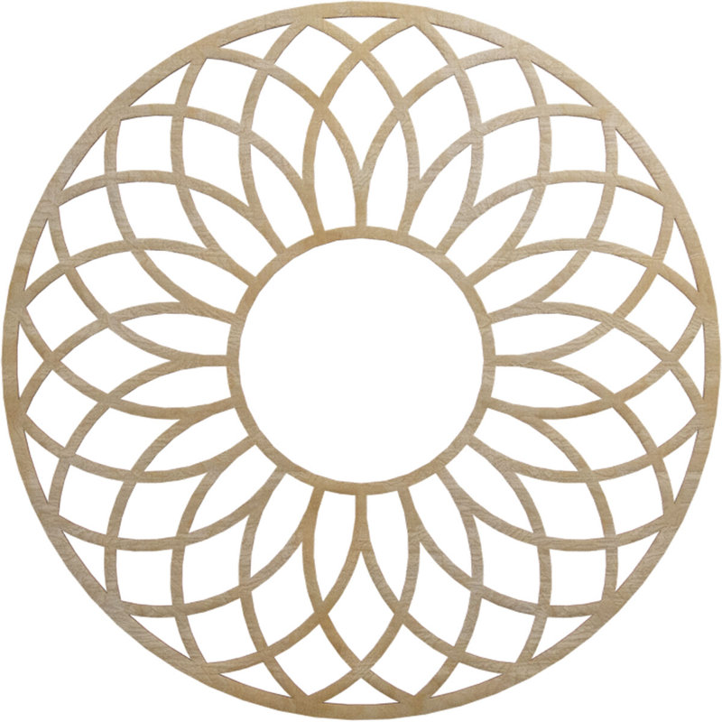 Médaillon de plafond en bois ajouré Cannes, Bouleau, H 30 po x l 30 po x P 0,38 po
