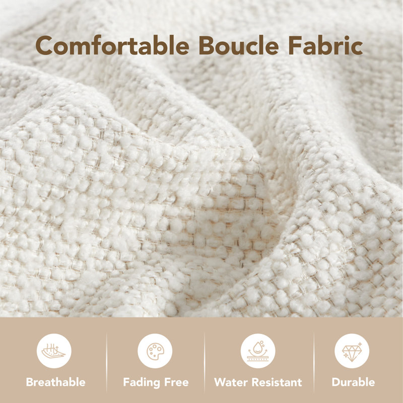 Bodhild 115.7'' Boucle 4 - Piece Modular Sectional with Ottoman, Pearl Boucle