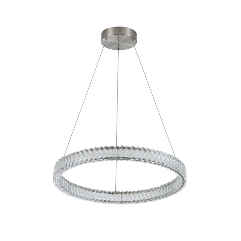 Luminaire suspendu à chevrons - Nickel brossé - Diamètre de 23,62 po, 23.62" W