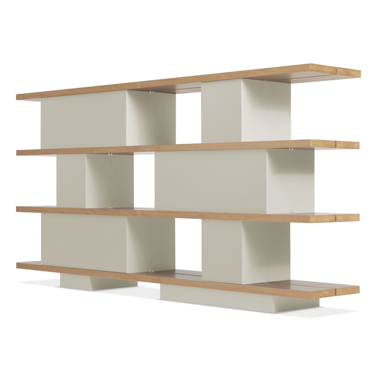 Happy Day Wide Bookcase, (4 Shelves) 41" H x 81" W x 14" D, White Oak/Putty