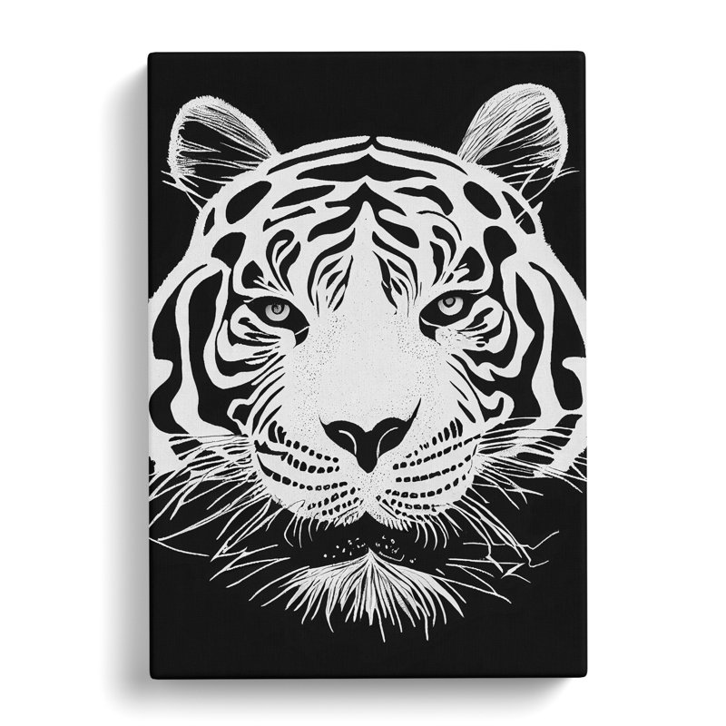 Monochrome Tiger No.3 - Wrapped Canvas, 60cm H x 40cm W x 3cm D