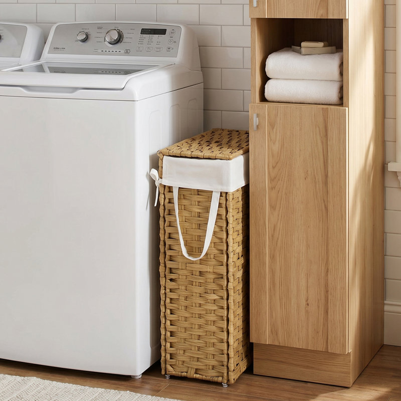 Laundry Basket With Lid And Handles, Yellow