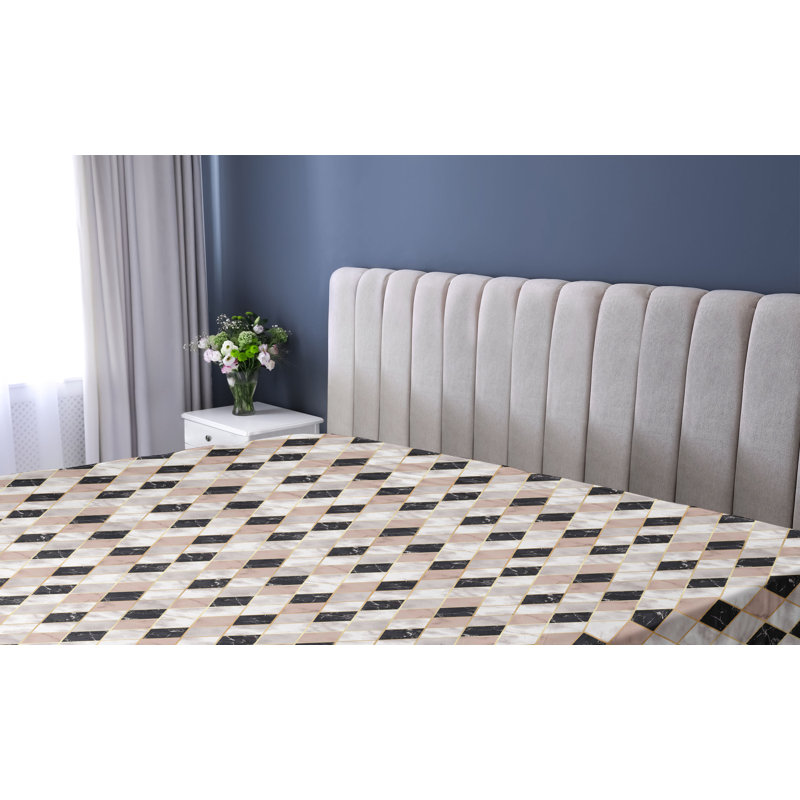 Drap-housse Ambesonne, Drap-housse de taille double, Gris pâle, gris anthracite, gris / géométrique