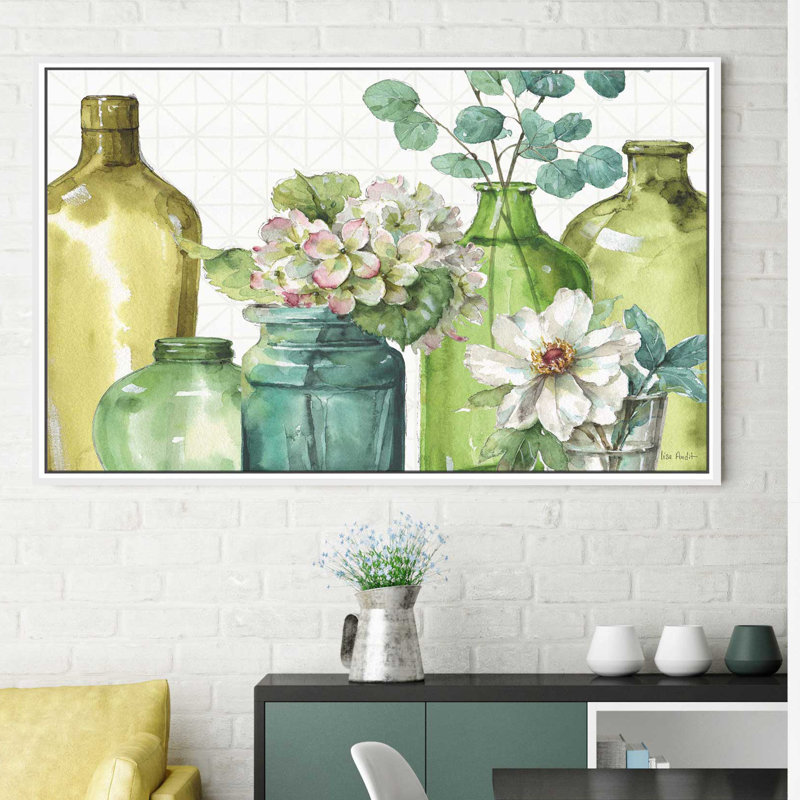 «Mixed Greens XLIX», reproduction de peinture à l'aquarelle sur toile, H 18 po x l 30 po x P 1 po, Toile tendue