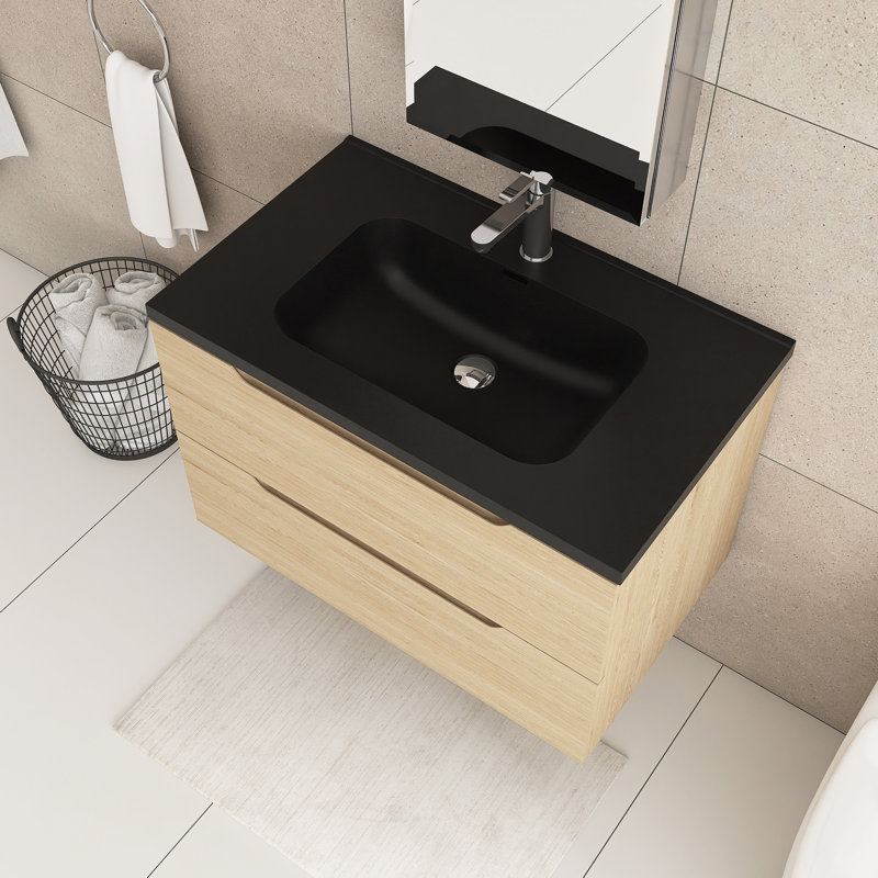 Meuble-lavabo mural 32 "avec panneau de particules avec lavabo en quartz