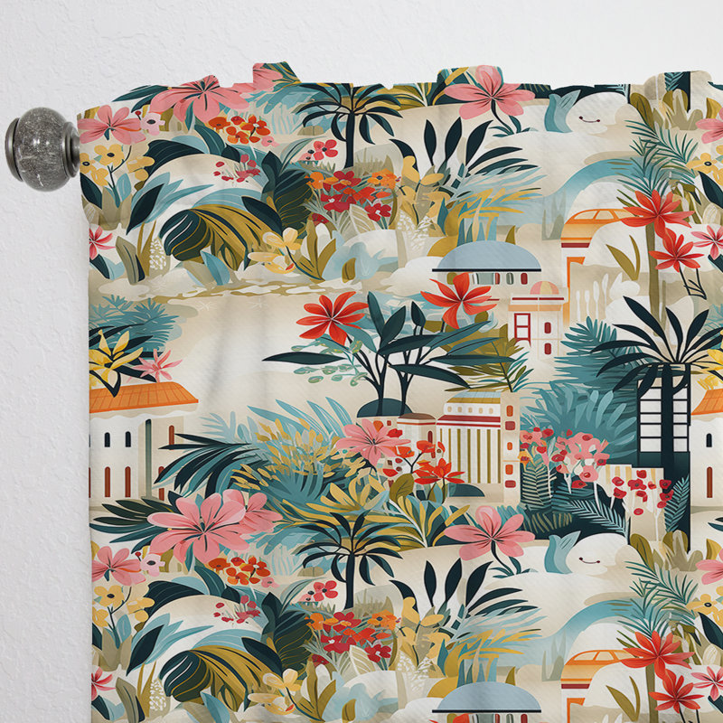 Keydy Urban Jungle Mirage II - rideau en velours tropical - obscurcissant - 1 panneau, L 52 po x L 95 po