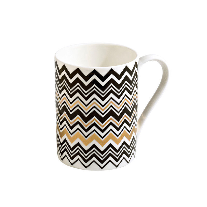 Missoni Mug Cup ZIG ZAG In Luxury Box Gold Diam. 3", H 3.9", Cap. 12.5 Oz