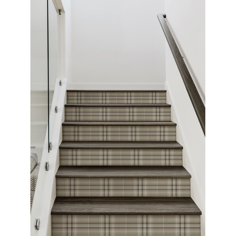 Élévateur d'escalier confortable en vinyle à carreaux pelez et collez, 7.5" H x 48" W, Brun