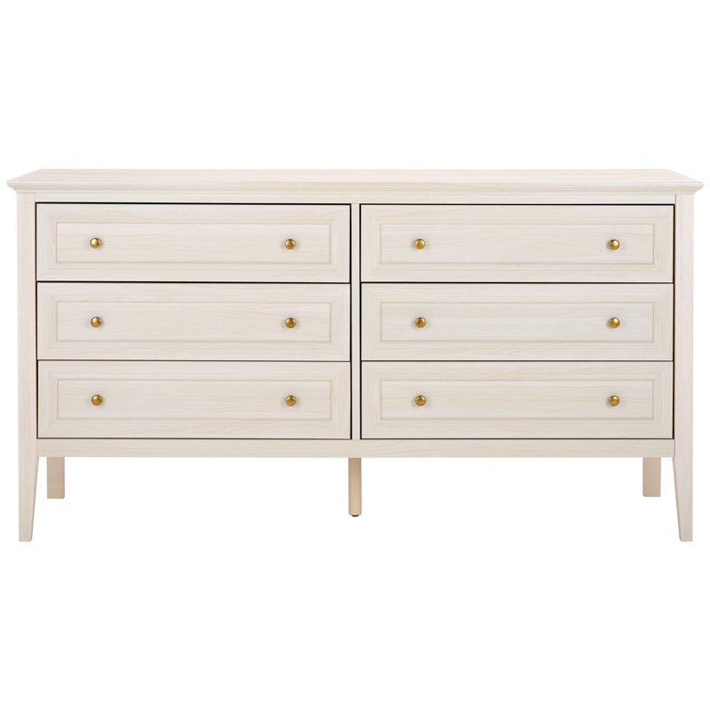 Commode 6 tiroirs Cardae, Blanc décoloré