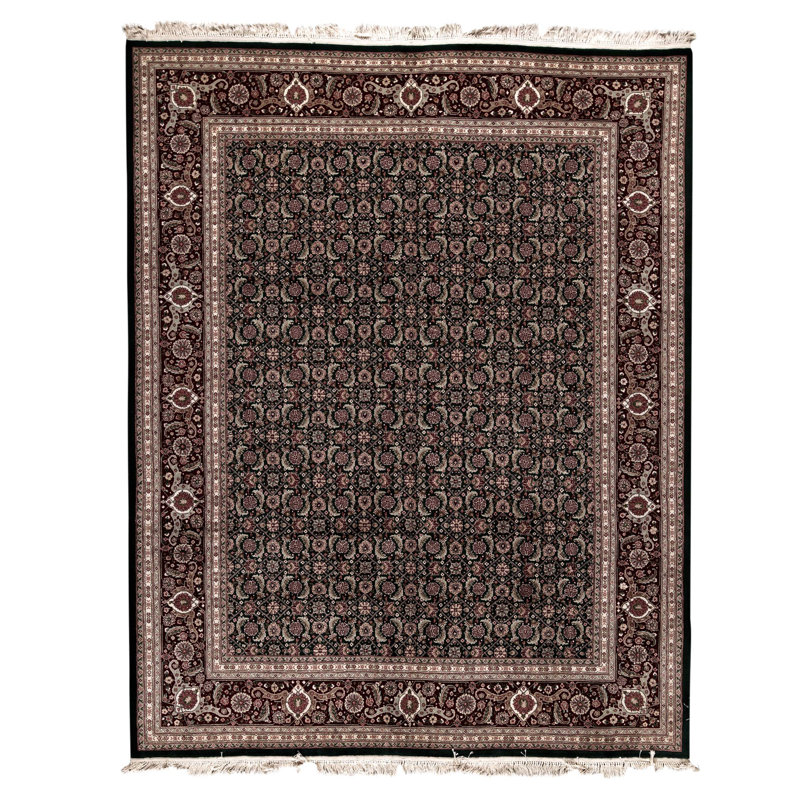 High-Quality Hand-Knotted Green And Red Area Rug
