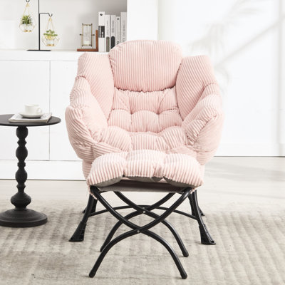 Chaise paresseuse rose avec structure et design confortable, pour jeu récréatif, étable de lecture moderne, poche de rangement latérale