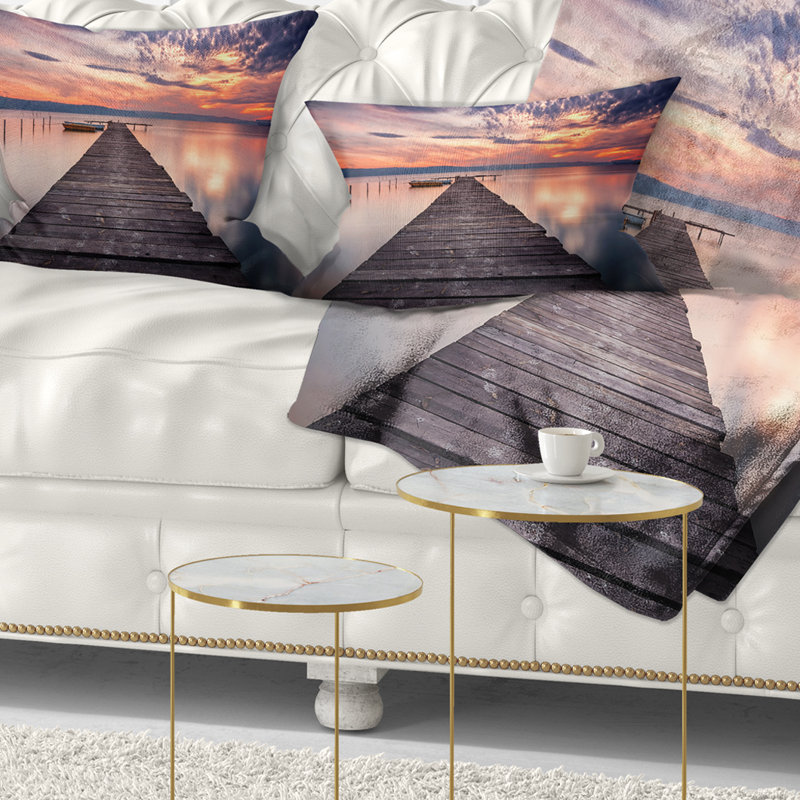 Coussin lombaire paysage coucher de soleil sur le lac