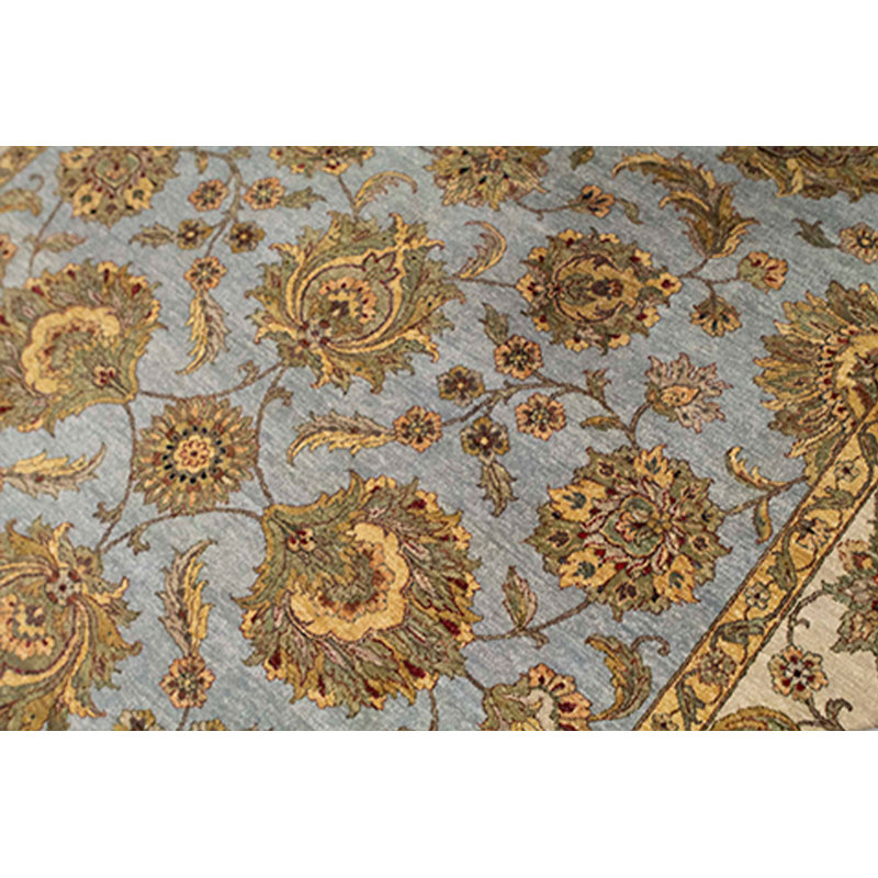 Tapis brun et crème noué à la main de haute qualité