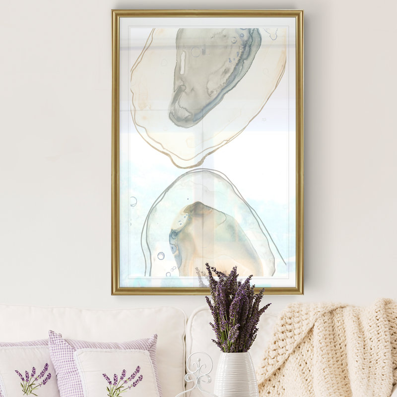 «Ocean Oysters II», reproduction sur toile, H 26,5 po x l 36,5 po , Impression encadrée, Doré