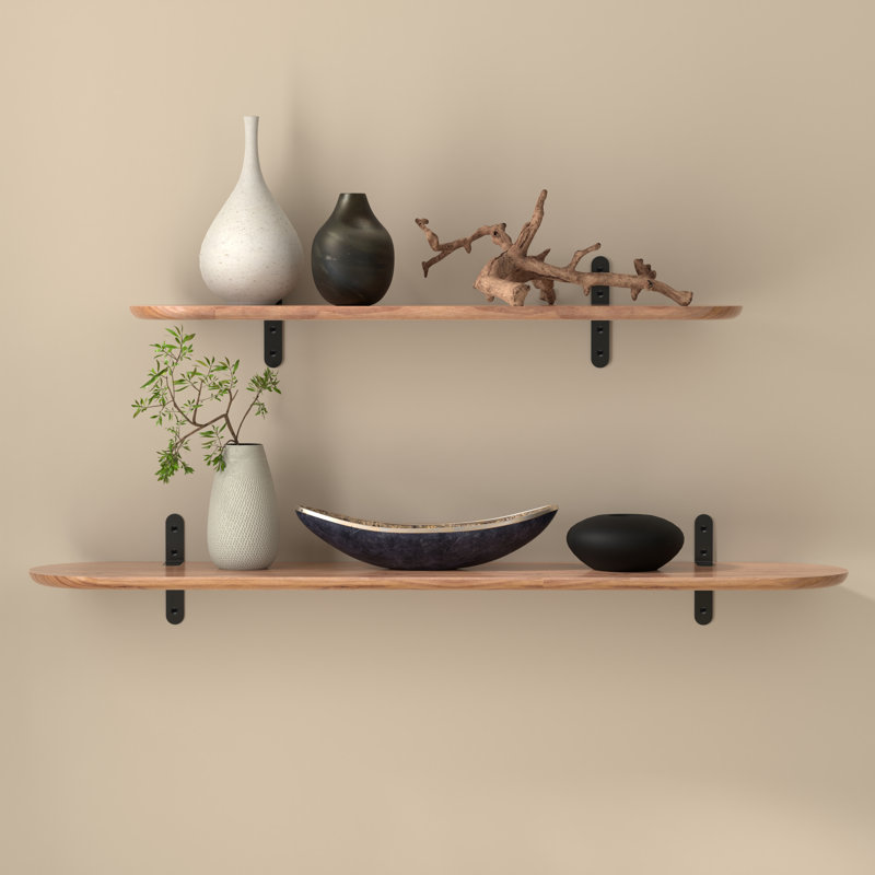 Poe Oval Bracket Shelf, Black, Walnut