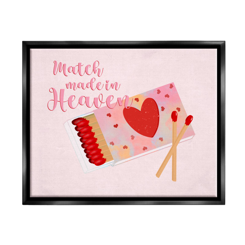 «Match Made In Heaven Romantic Matchbook» par Ashley Singleton - impression, Cadre flottant noir de jais