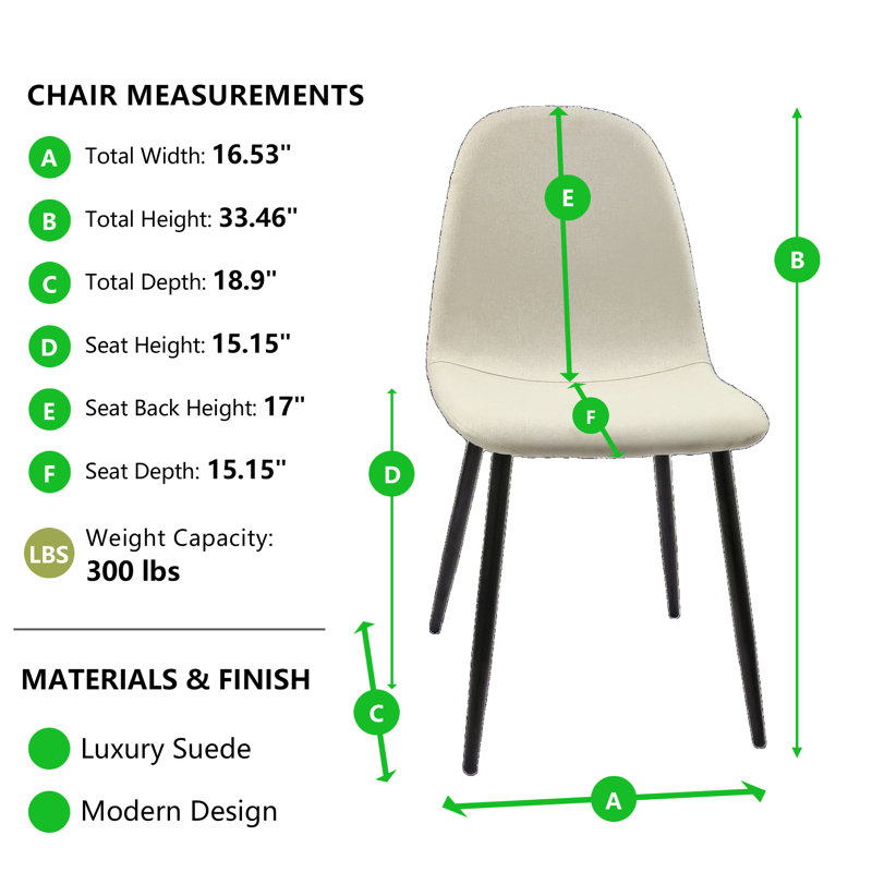 Chaise d'appoint moderne et rembourrée en métal (ensemble de 8 chaises), Beige