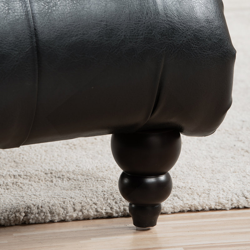 Chaise longue sans accoudoirs touffetée, Noir