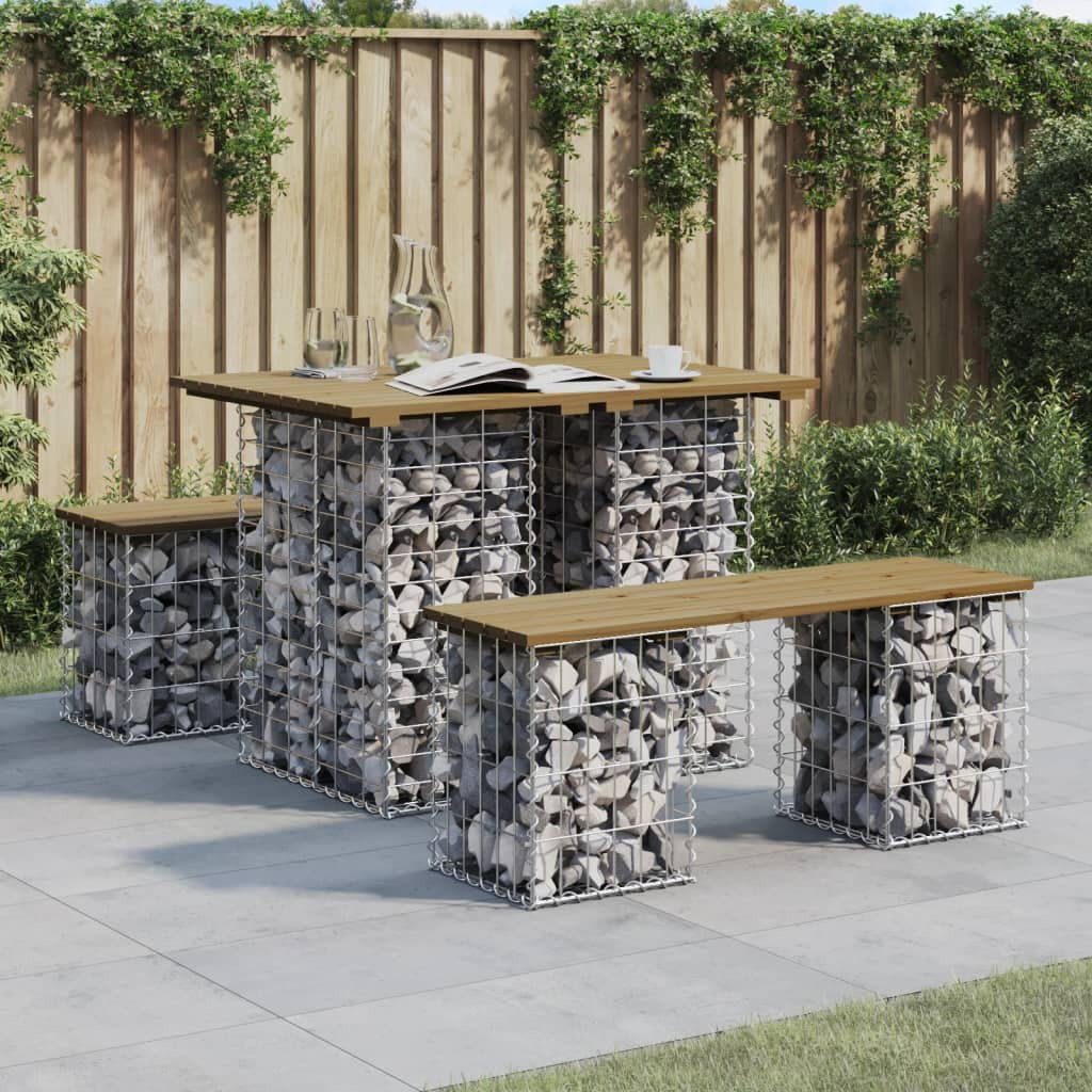 Vidaxl Gartenbank Aus Gabionen 103X31x42 Cm Kiefernholz Imprägniert