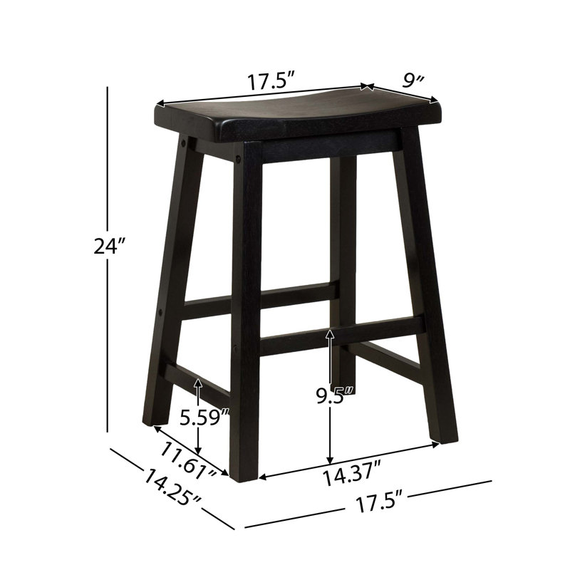 Pomeroy Saddle Stool, Black, Counter Stool (24" Seat Height)