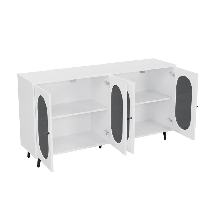 Modern Sideboard with 4 Acrylic Doors, White