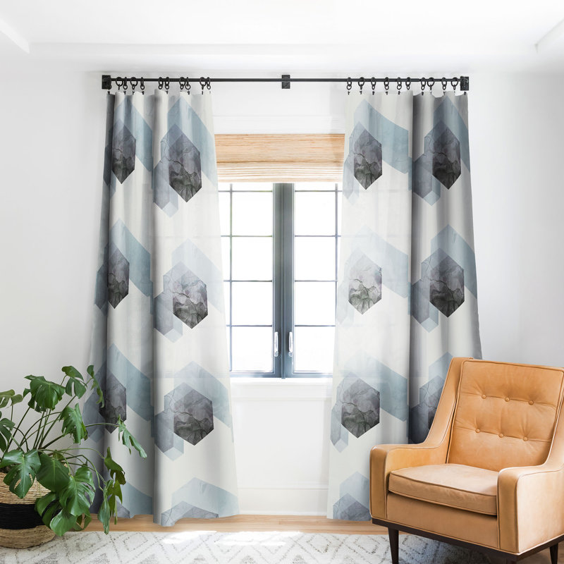 Emanuela Carratoni Neutral Marble Geometry 1pc Blackout Window Curtain Panel, 50" W x 96" L