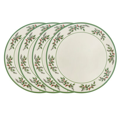 10" Holly Dinner Plates, Set of 4