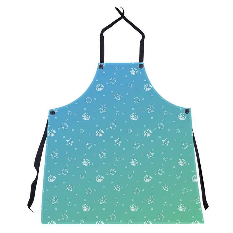 Tablier à motif coquillage, Vert / Bleu