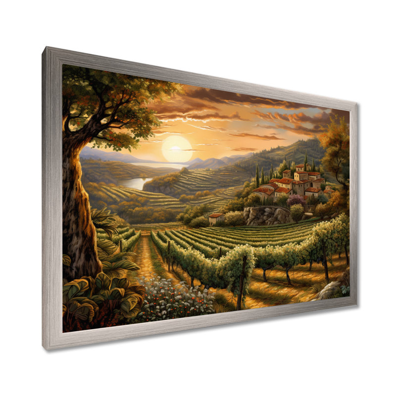 «Vineyard Charm», impression sur toile encadrée, Cadre simple argenté, H 34 po x l 44 po x P 1,5 po