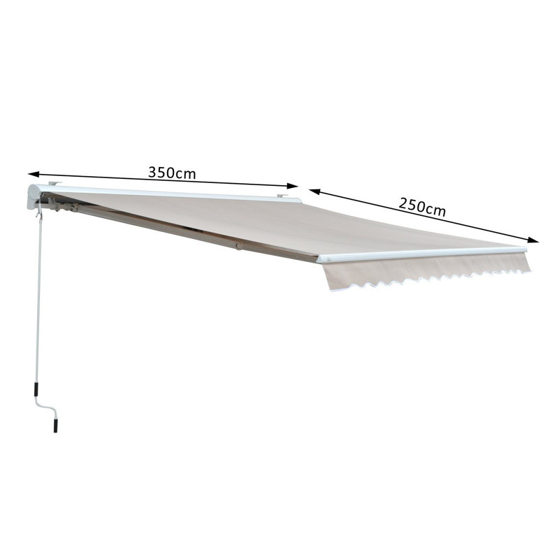 Dakota Fields 350cm W x 250cm D Polyester Cover Motorised Retractable Patio Awning, Cream White
