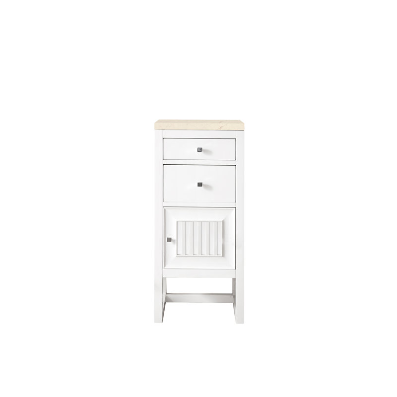 Armoire de salle de bain sur pied l 15 po Athens, Gaucher, Blanc brillant / Marfil éternel