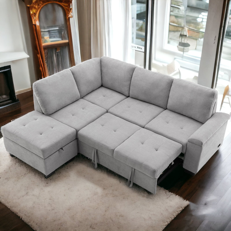 Timitra 3 - Piece Upholstered Sectional, Gray Velvet Duplicate