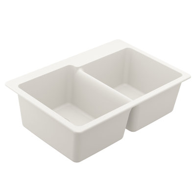 Host 33-Inch Wide x 9.5-Inch Deep Dual Mount Granite Double Bowl Kitchen Sink