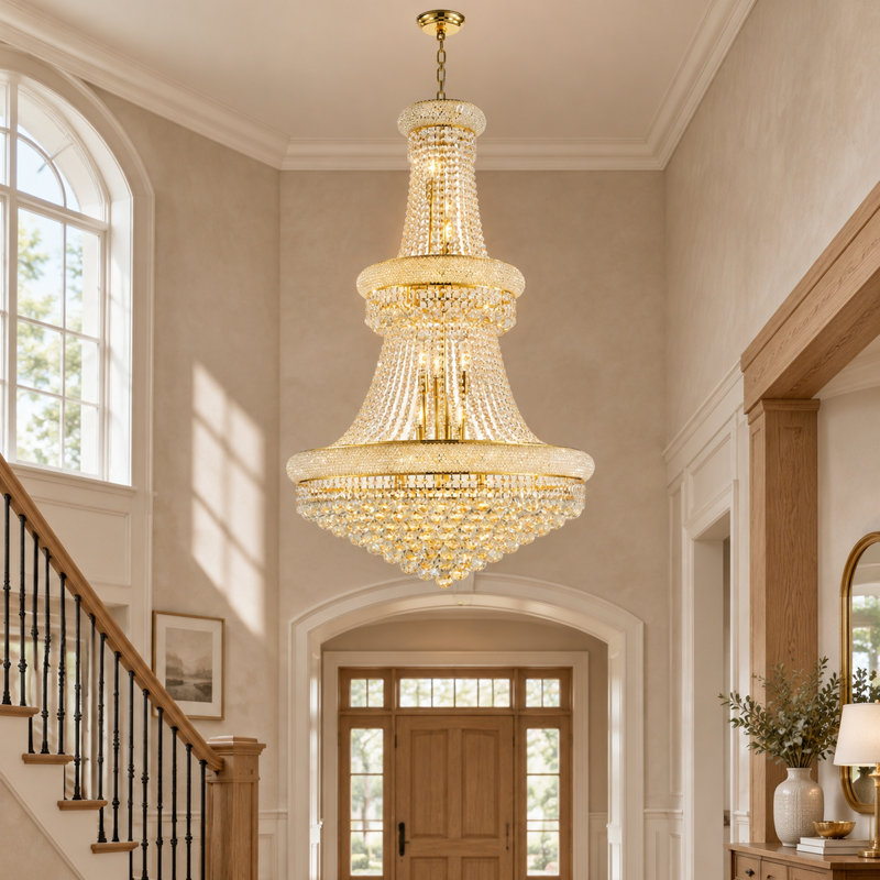 Lustre empire 32 "avec cristaux, or, Doré, 27 lumières