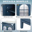 Meuble-lavabo simple 35,6 po avec lavabo et plateau en céramique, meuble-lavabo de style Mid-Century avec verre à motif et bande lumineuse à capteur de mouvement, armoire de rangement pour salle de bain avec tablette, bleu