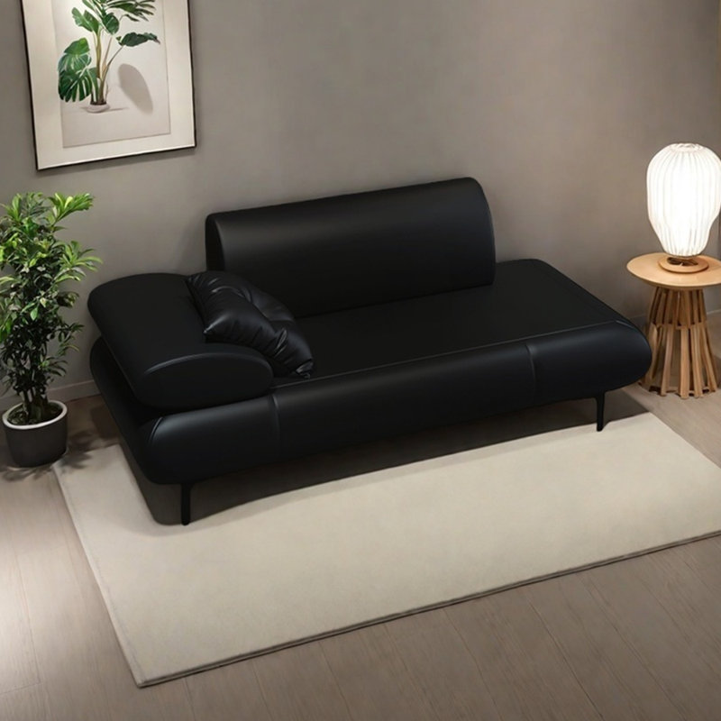 Chaise longue en similicuir léger et luxueux, Face à la gauche, Noir