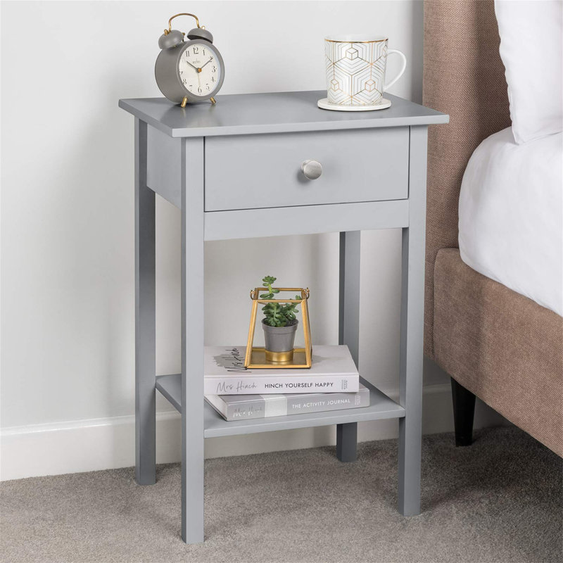 Lapierre 40cm W Manufactured Wood Bedside Table, Grey