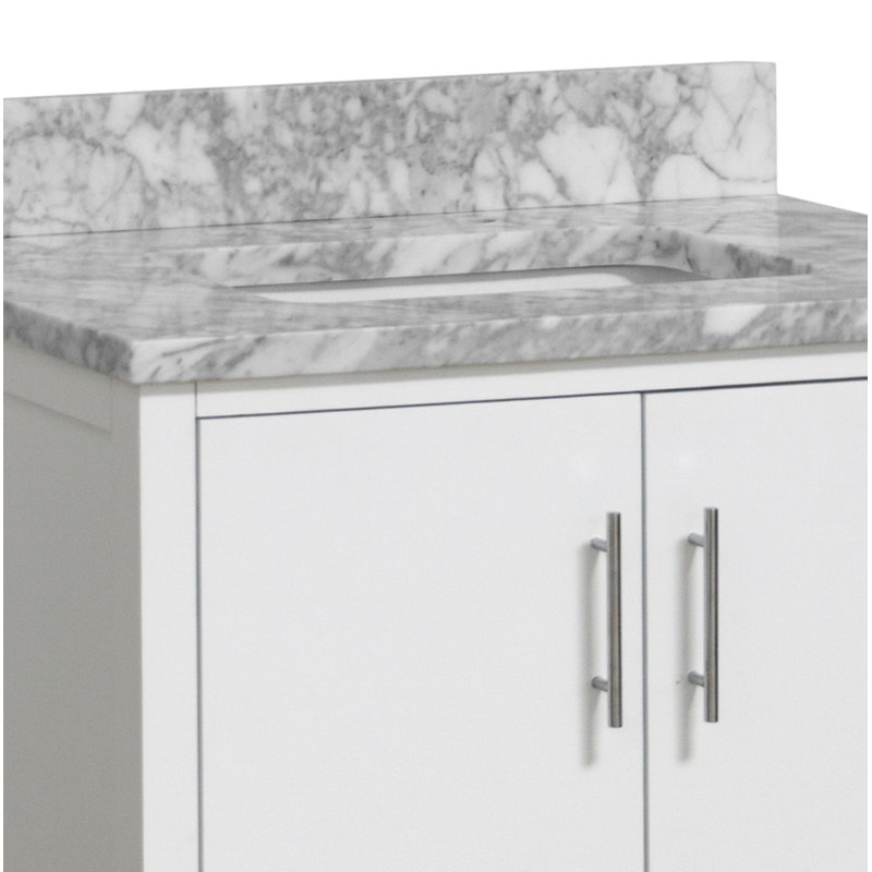 Ensemble de meuble-lavabo simple 30 po Kiara, Blanc, Marbre de Carrare
