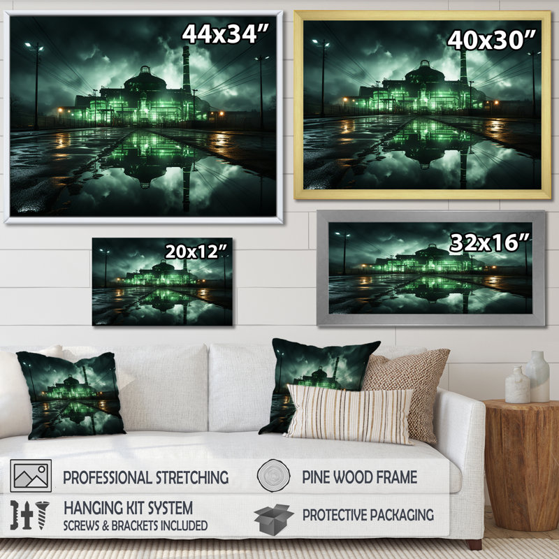 " Emerald Silent Workshop Factory ", Black Floater Framed, 24" H x 32" W x 1" D
