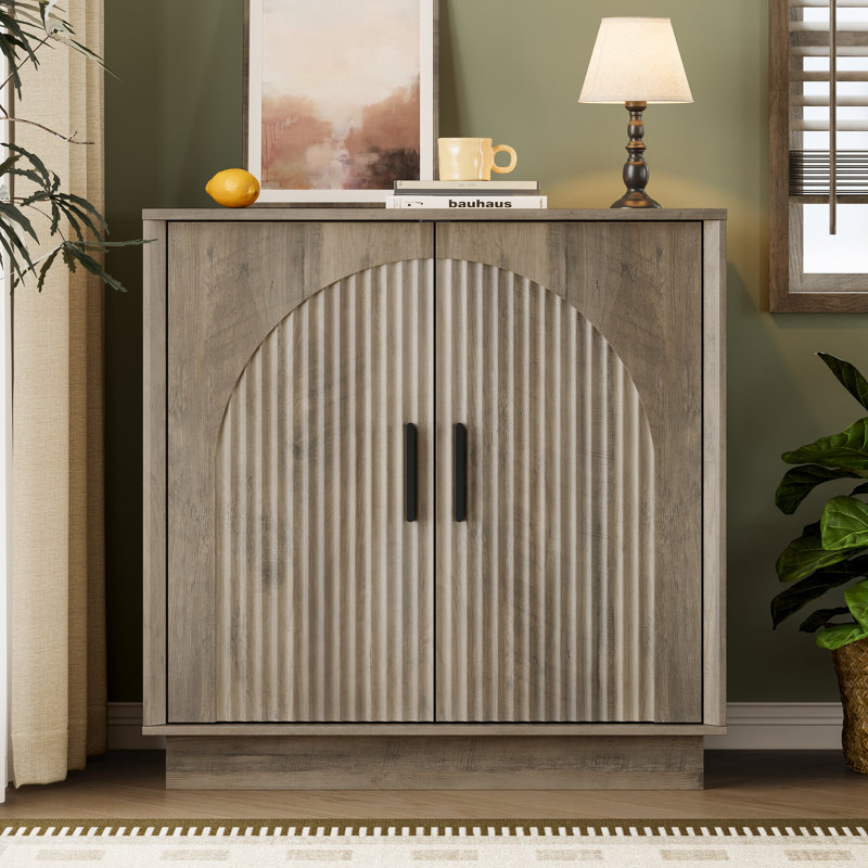 Buffet 31,5 "avec portes arquées, tablettes réglables, Gris