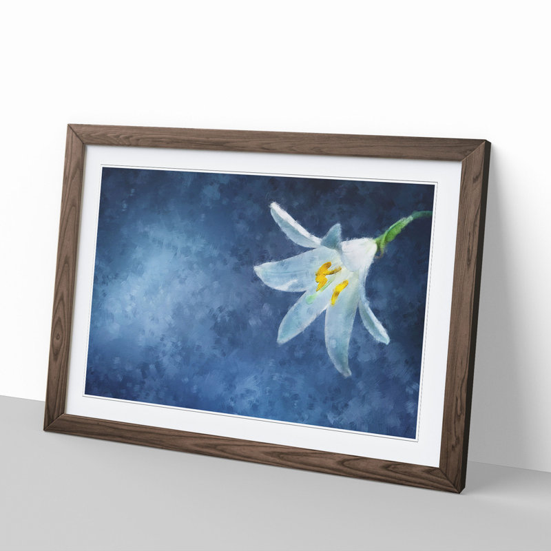 White Flower Painting - Picture Frame Graphic Art, Walnut, 36cm H x 48cm W x 2cm D