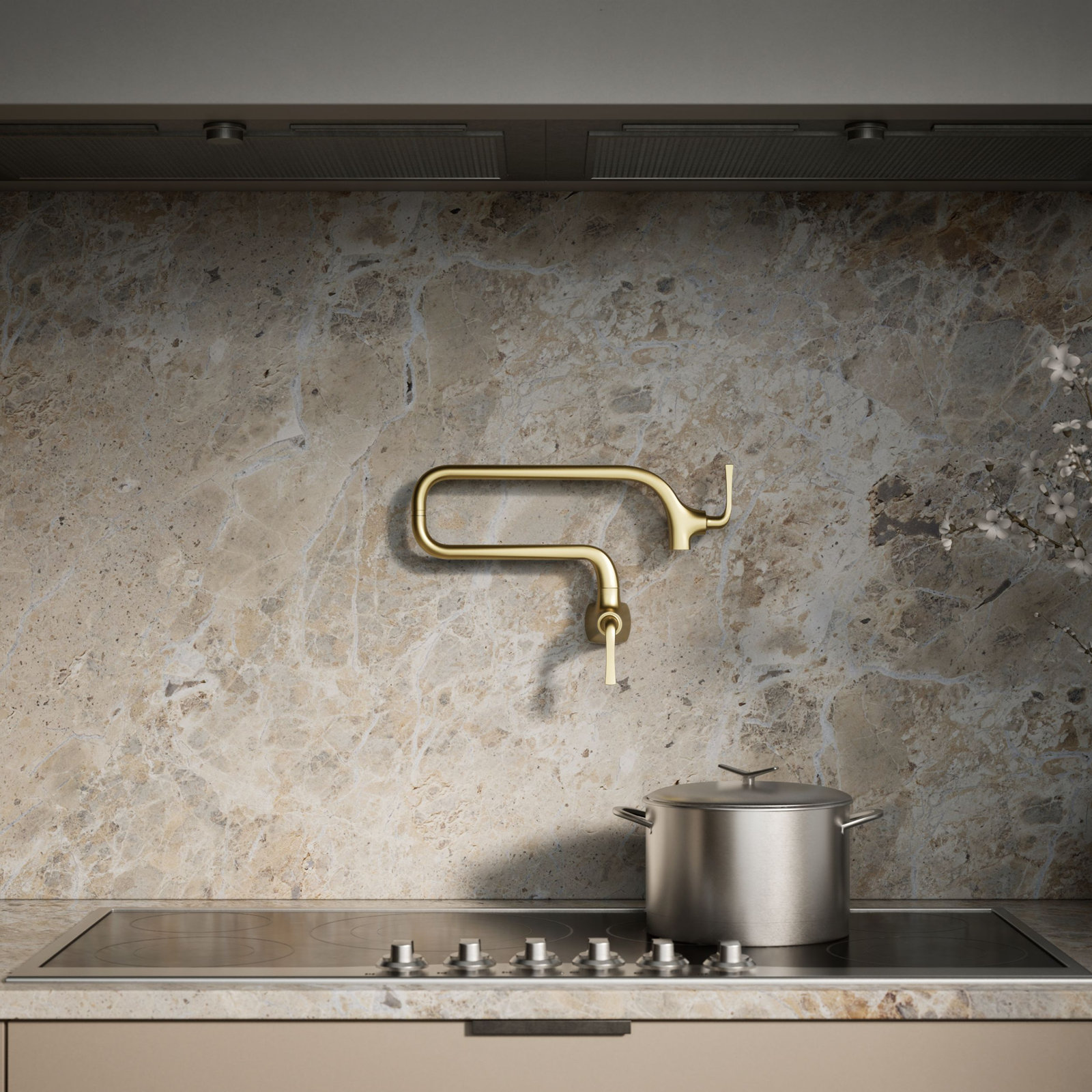 Graze Wall-Mount Pot Filler Faucet, Gold