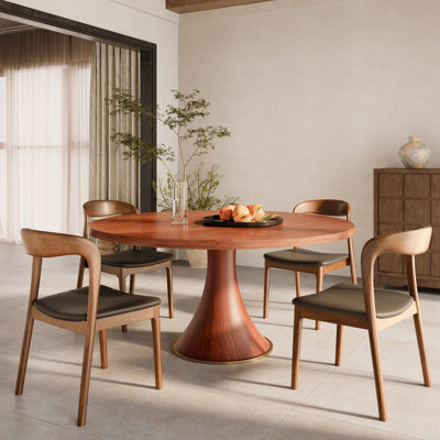 Ensemble de table de salle à manger Mid-Century en bois massif pour repas mémorables (1 table, 4 chaises / 6 chaises)