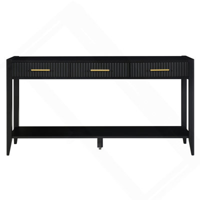 60" Painted Console Table With 3 Drawers,Wooden Entryway Table With Storage Shelf, Farmhouse Sofa Table For Living Room, Hallway,Entryway, Foyer, Corridor(Black)