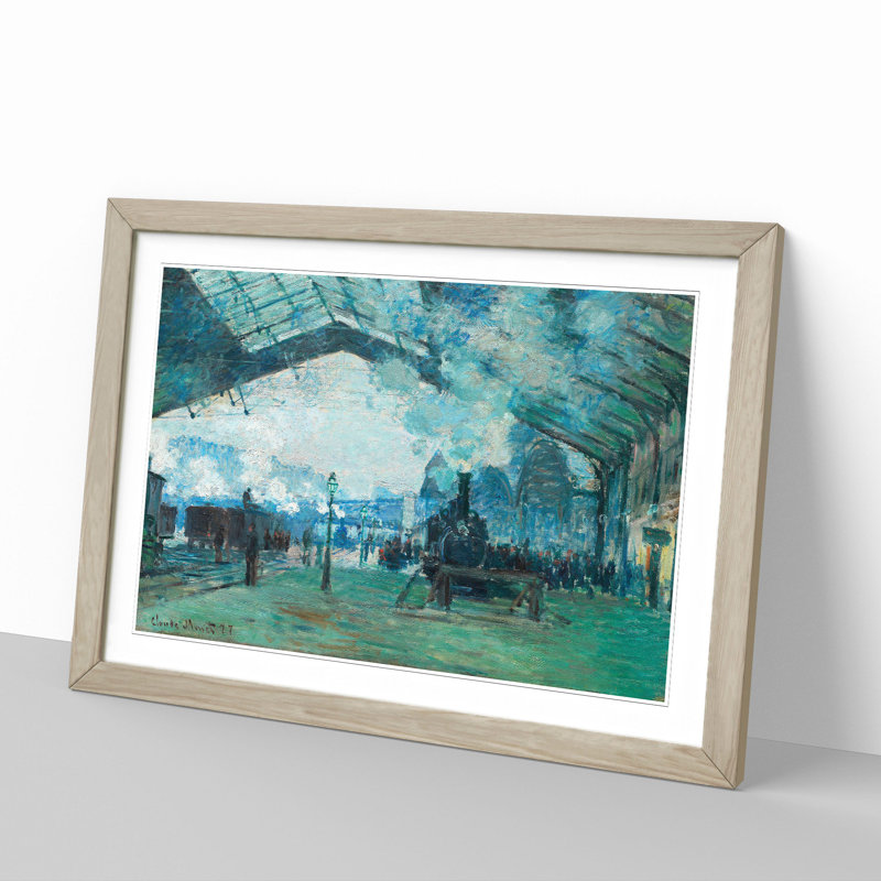 Normandy Train by Claude Monet - Picture Frame Painting, Oak Framed, 48cm H x 65cm W x 2cm D