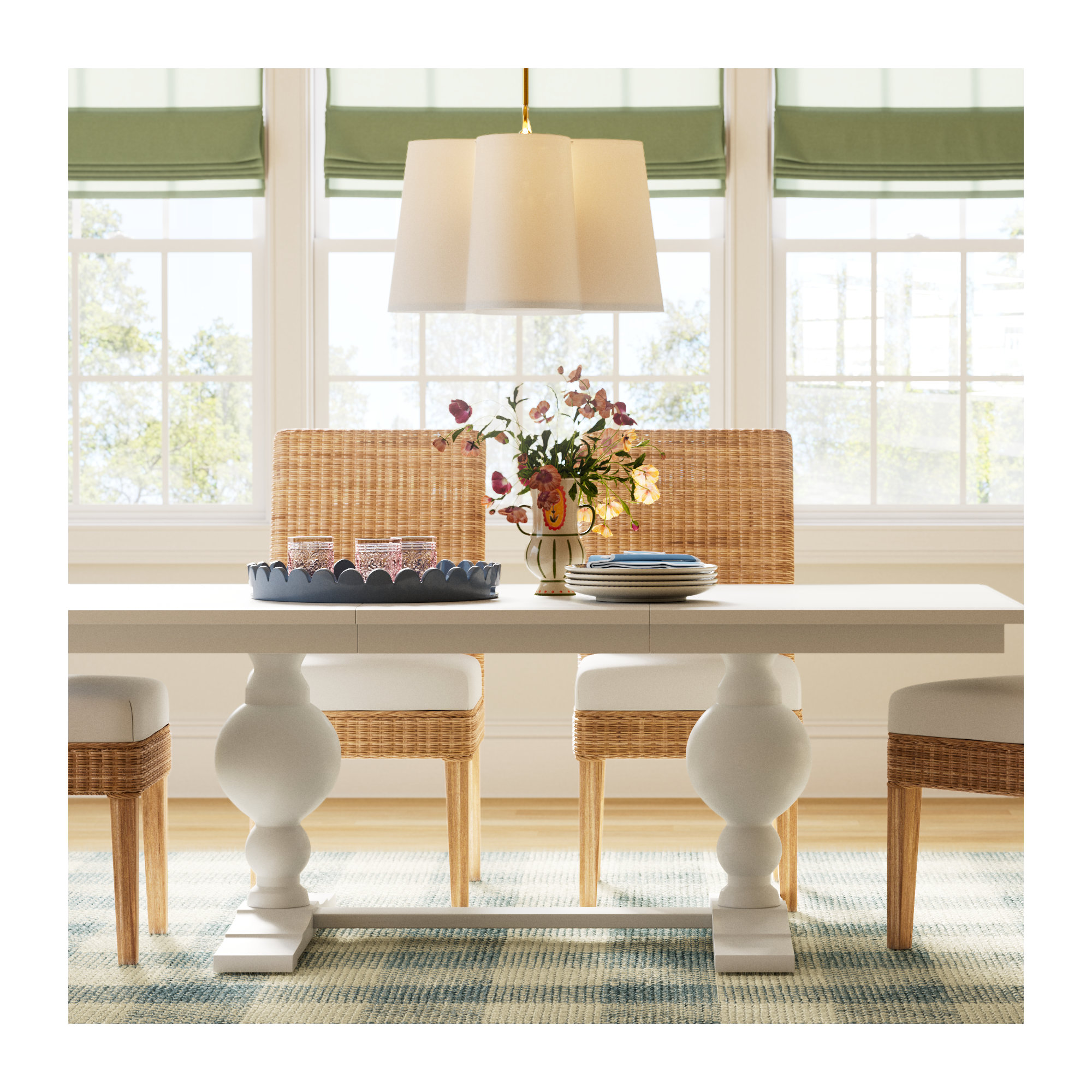 Rex 3 - Light Medium Hanging Shade Burnished Brass, 4, 24" H x 28" W x 28" D