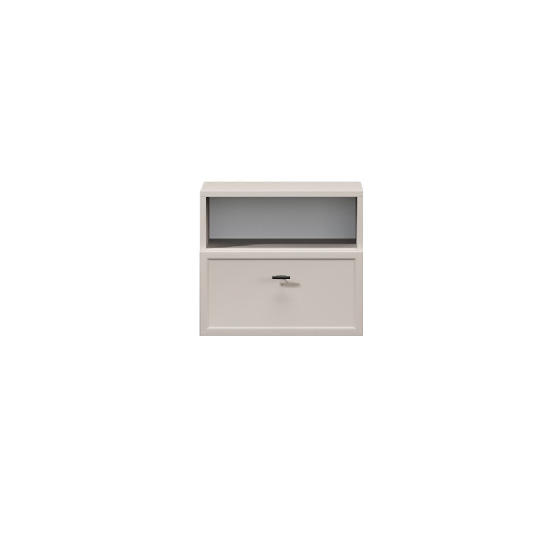 Bagga 45cm W Manufactured Wood Bedside Table, Cream/Beige/Black